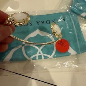 Kendra Scott Andy Pinch Cuff Bracelet White Stone 14K Gold Plated Brass